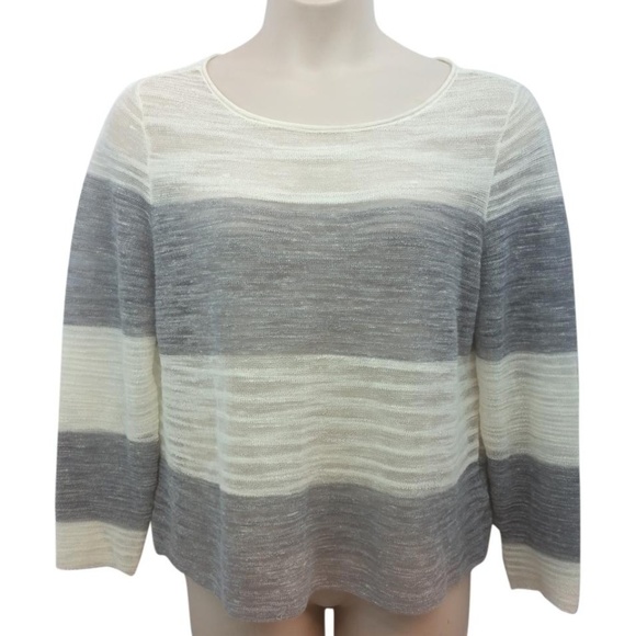 Eileen Fisher Tops - Eileen Fisher Striped Knit L Blouse